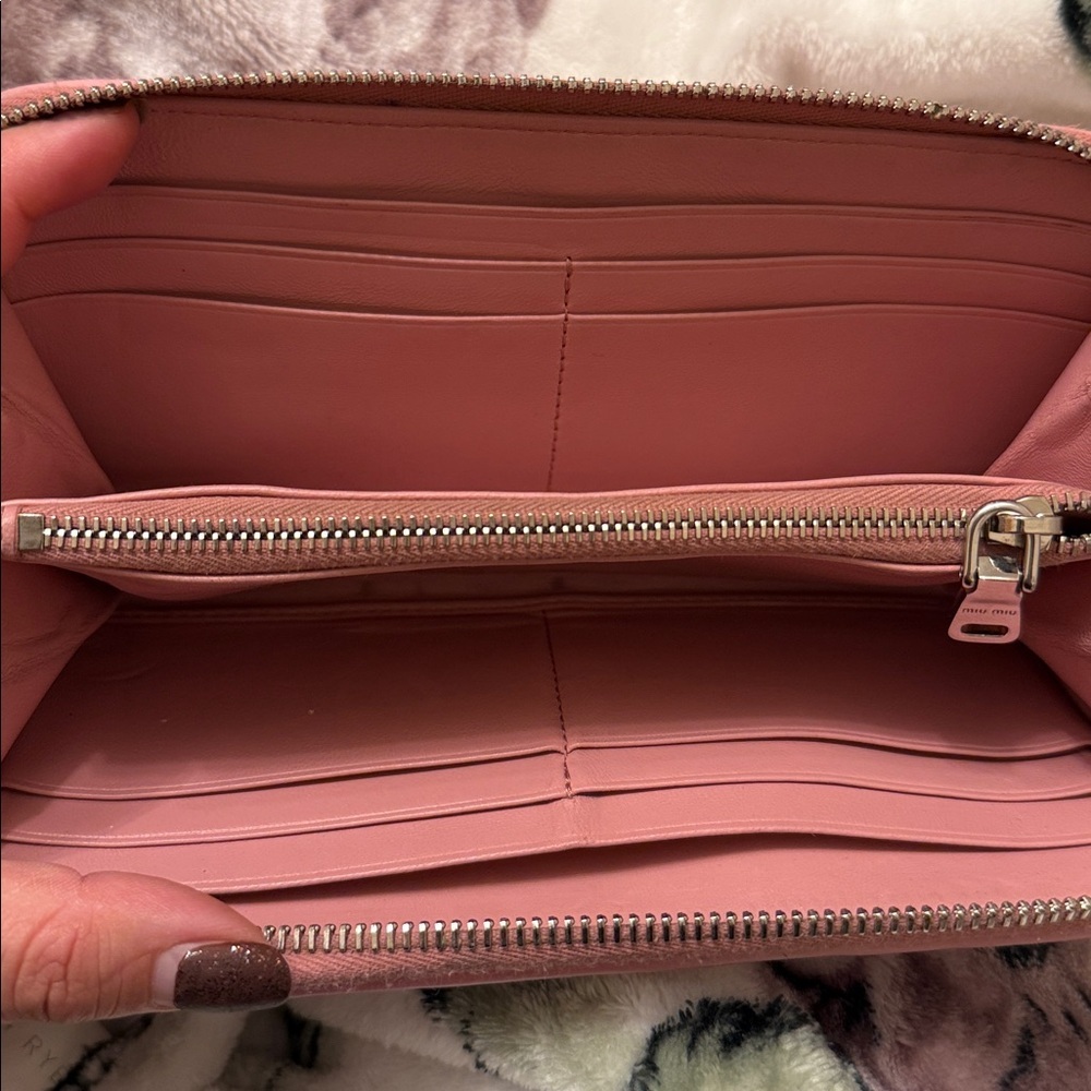 Miu Miu Pink Woven Wallet - Picture 6 of 9